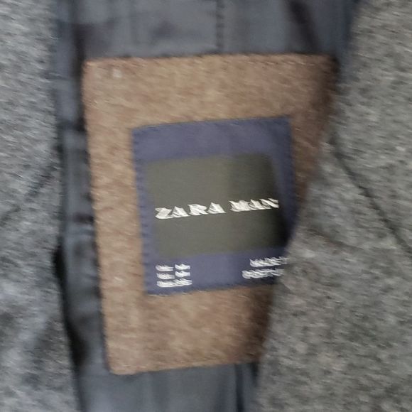 Zara Man Long Wool Gray Pea Coat - Picture 4 of 9